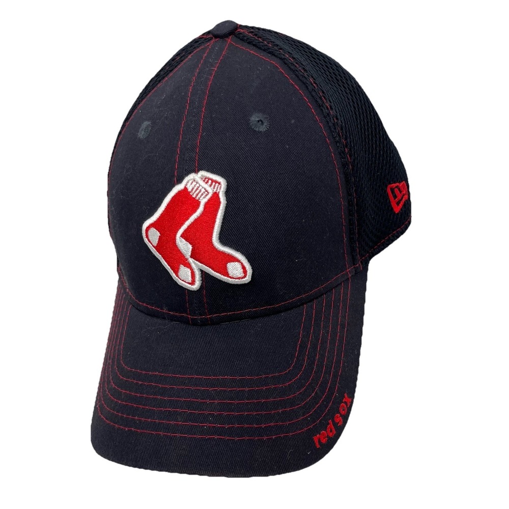 Boston‎ Red Sox Hat Cap Fitted Mens M/L Navy Red Embroidered 39THIRTY New Era